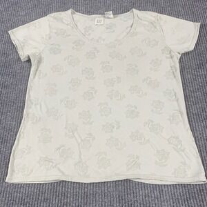 VTG GAP Shirt Womens Medium Rose Floral Burnout Lightweight Sheer Summer Tee Top